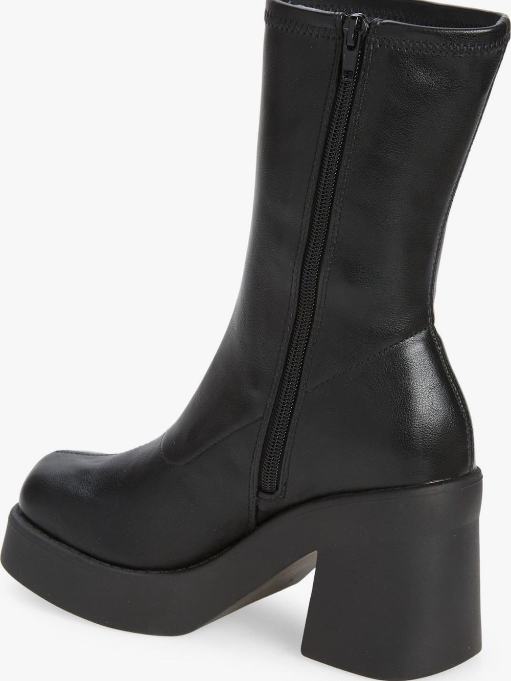 Black Platform Block Heel Women's Boots - Picture 3 of 5